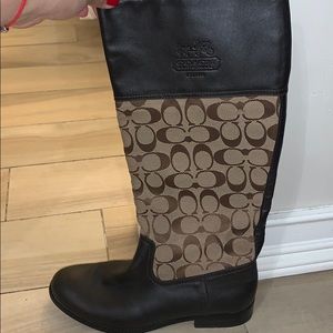 Authentic Coach Monogram Brown Leather boots